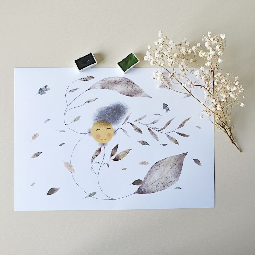 ilustracja plakat Plakat z jesienną melodią natury Plakat jesienny dziewczęcy